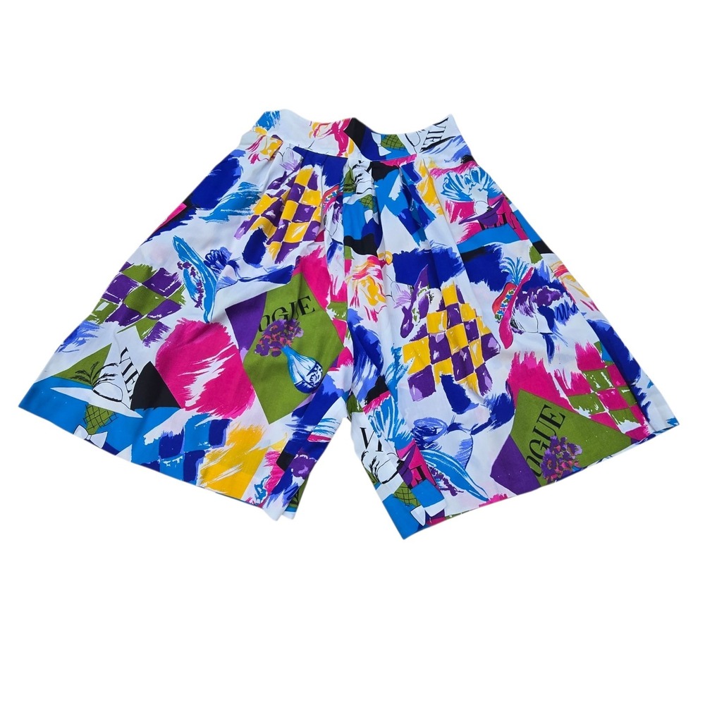 Vintage 80s 90s High‎ Rise Baggy Shorts Women's MED Colorful Vogue Pockets USA